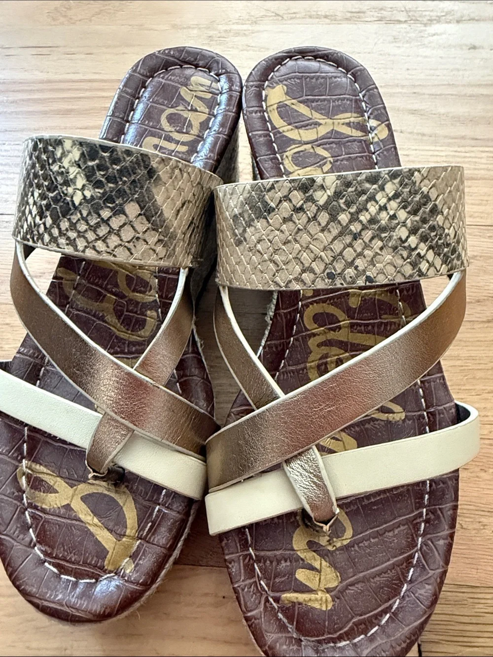Sam Edelman Size 7 Snakeskin strap wedge Sandal